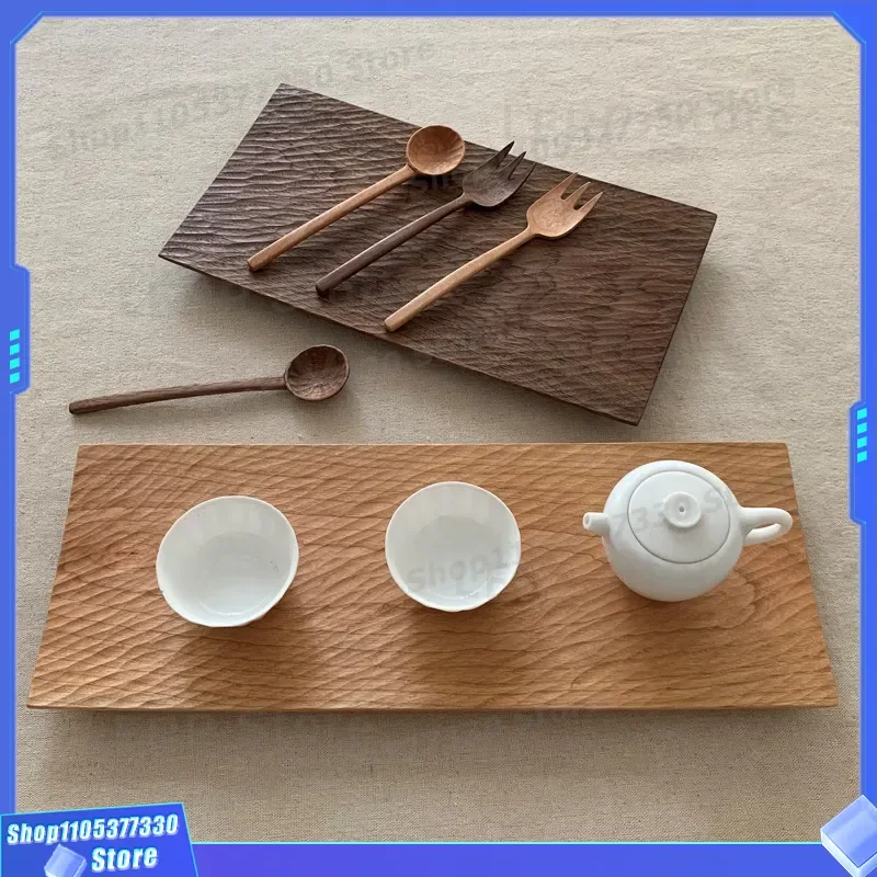 Square Black Walnut Solid Wood Dinner Plate Handmade Creative Steak Pastry Fruit Tray Sushi Serving Dish for Tea Time Home