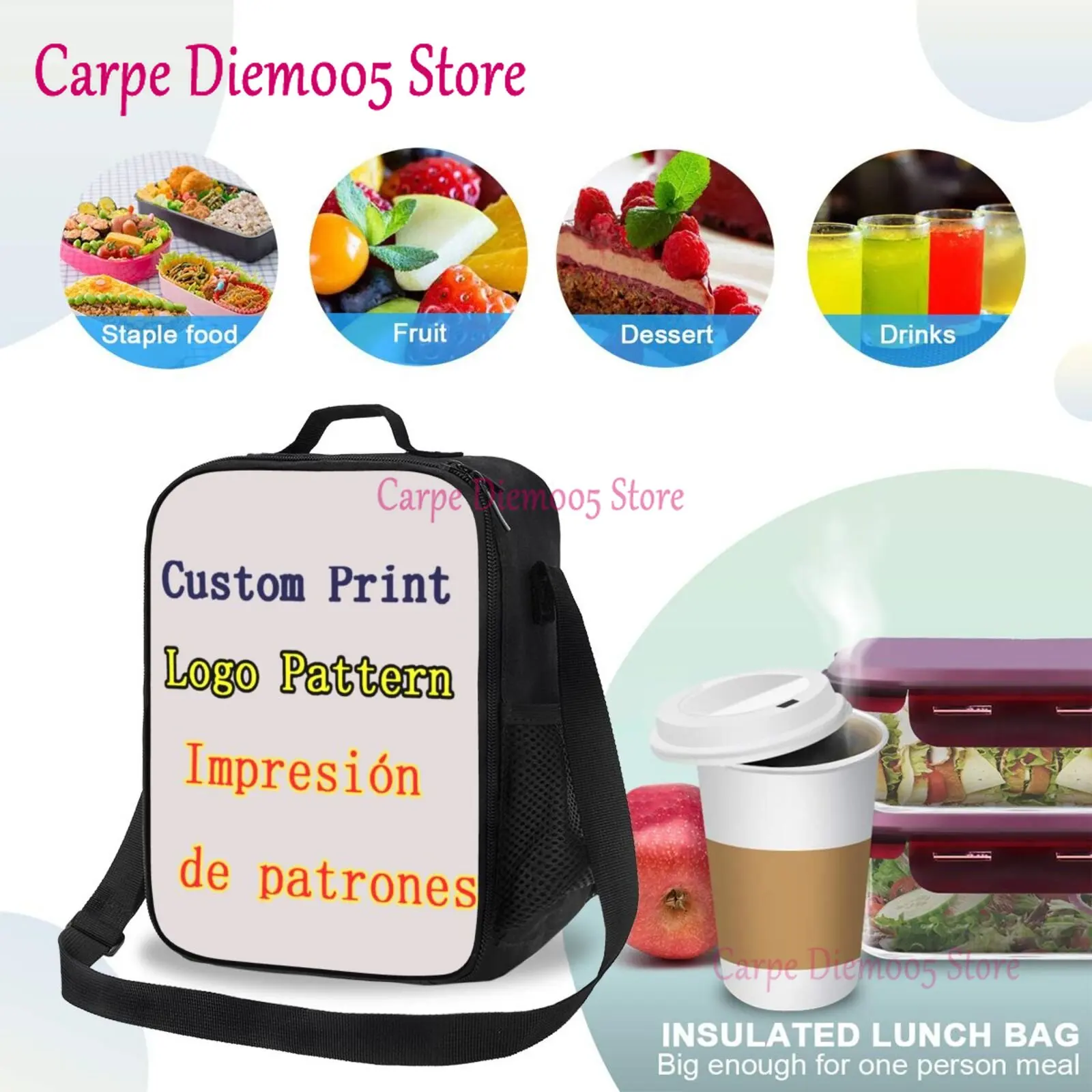 Custom Logo Insulated Lunch Box Bag Portable Lunch Tote For Women Men And Kids