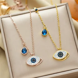 316L Stainless Steel Size Blue Eye Turkish Devil's Eye Chain Women's Necklace Neck Jewelry Party Wedding Gift