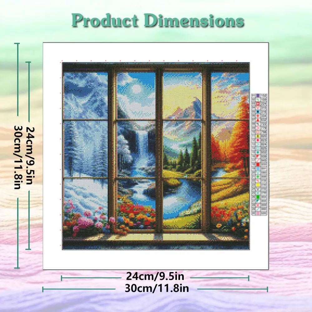 The Waterfall And Mountain Scenery Outside The Window Embroidery DIY Printed Kits Cross Stitch Needlework Sets Crafts