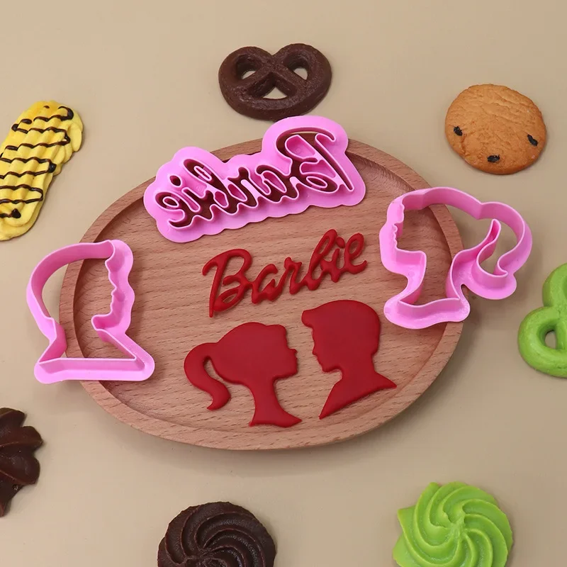 Molde para galletas Barbie, accesorios portátiles para hornear de dibujos animados, molde para cortar plástico para pastel Kawaii, suministros de cocina, regalos de vacaciones