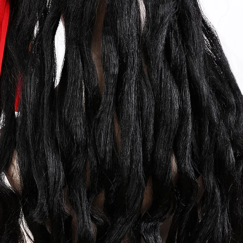 Sky01 Мужской Хэллоуин Пираты Карибского моря Косплей Парик Взрослый Пират Капитан Джек Воробь Черный 65 см Вьющиеся Волосы Косплей AcWd01@