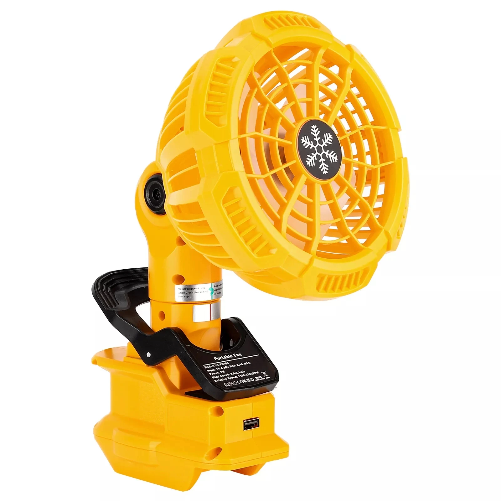 Imagem -04 - Portátil Cordless Clip-on Ventilador para Dewalt Velocidades para o Quarto Acampamento ao ar Livre 20v 60v Li-ion Battery