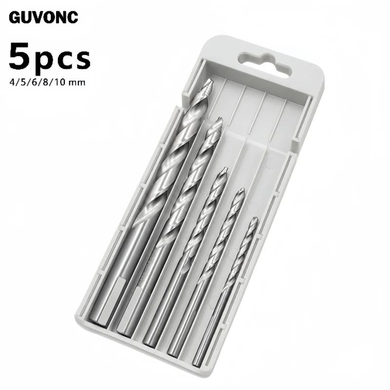 5PCS HSS Step Drill Bit Set 4‑10mm Flat Shank Sharp Tip for Metal Wood DIY Drilling