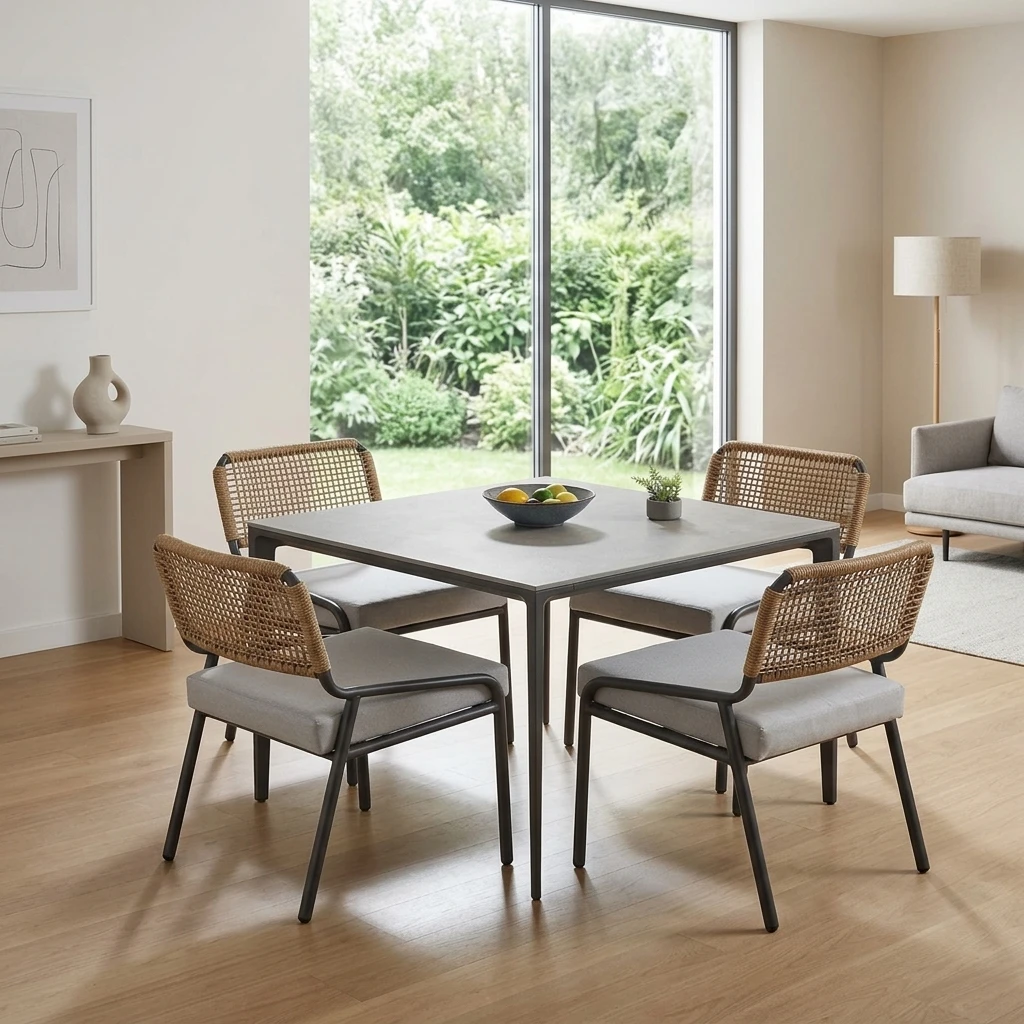 

#Nordic Modern Outdoor Dining Table Chair Set Open-Air Courtyard Garden Barbecue Alloy Table Balcony Homestay Designer