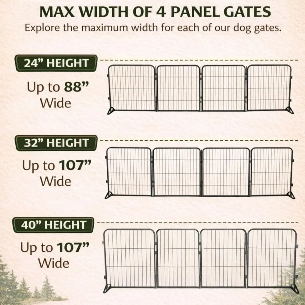 Extra Wide Adjustable Dog Gate – 24 inch Tall & Up to 88 inch Wide 4 Panel Indoor Pet Barrier, reestanding Heavy Duty Black Meta