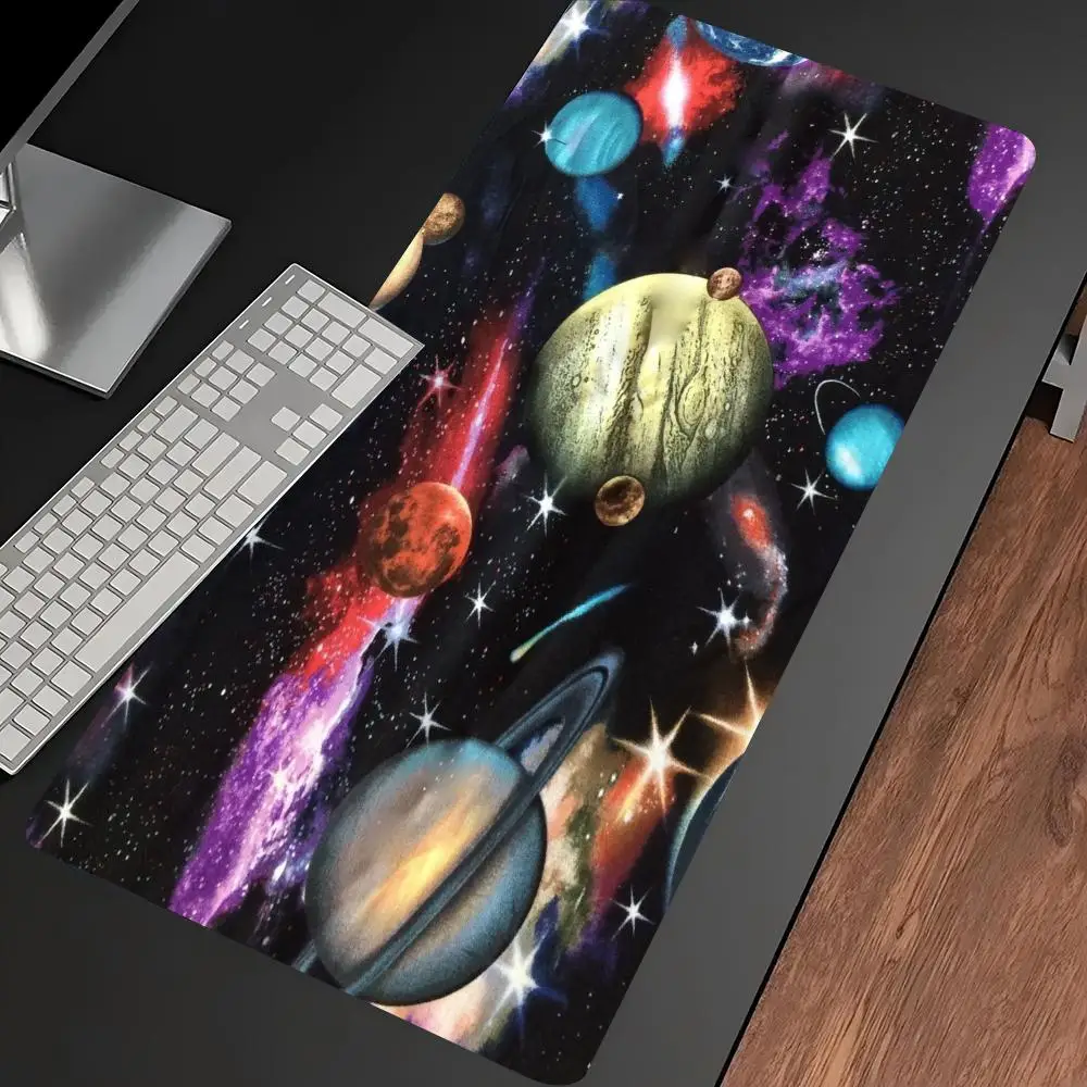 Space Planet Galaxy Large Extended Gaming Mouse Pad Non Slip Desk Surface Universe Starry Art Print For Gaming And Office Decor