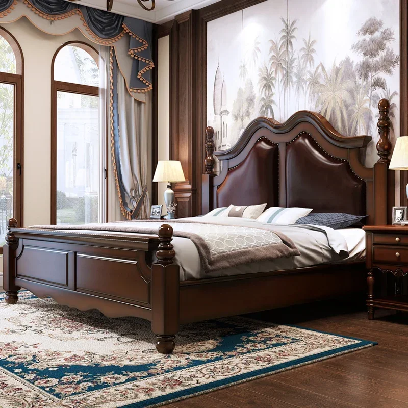 American solid wood soft pack master bedroom 2-meter wedding bed 01