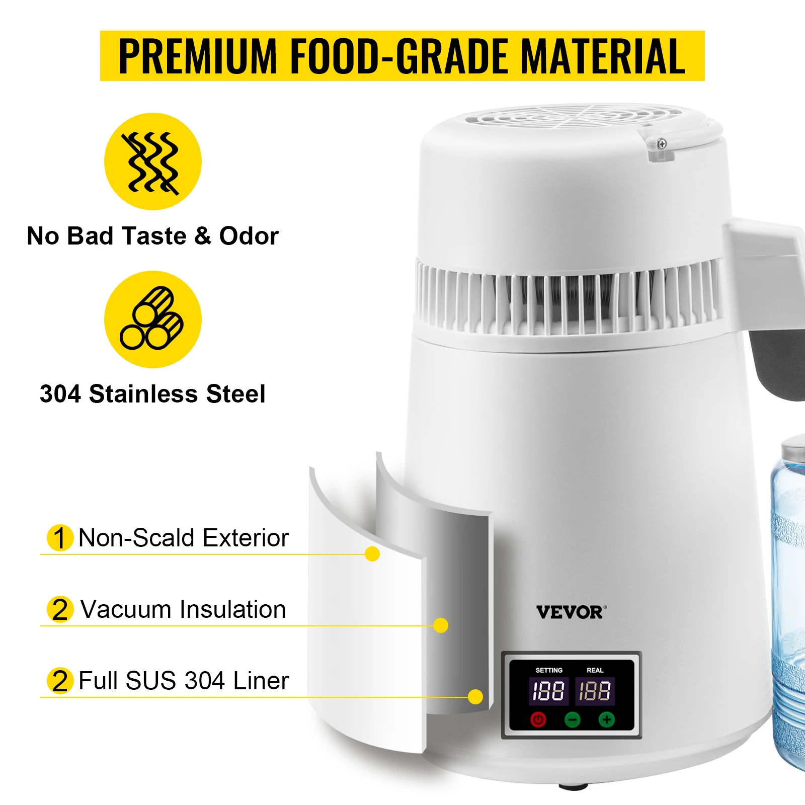 VEVOR 4L Chưng Cất Nước Sạch Nha Khoa Chưng Cất Nước Lọc Điện Chưng Cất Máy Lọc Nước Cho Các Văn Phòng Sử Dụng Tại Nhà