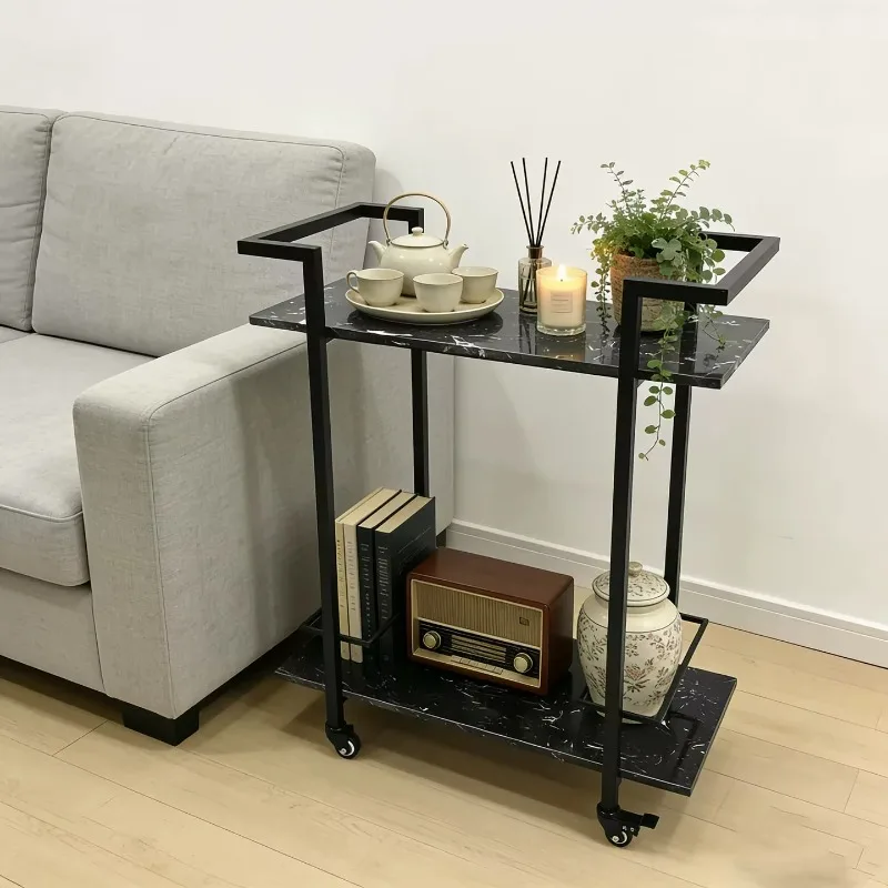 European-style dining car hotel beverage cart, bar trolley restaurant tea cart dining table wine rack, creative marble tea table