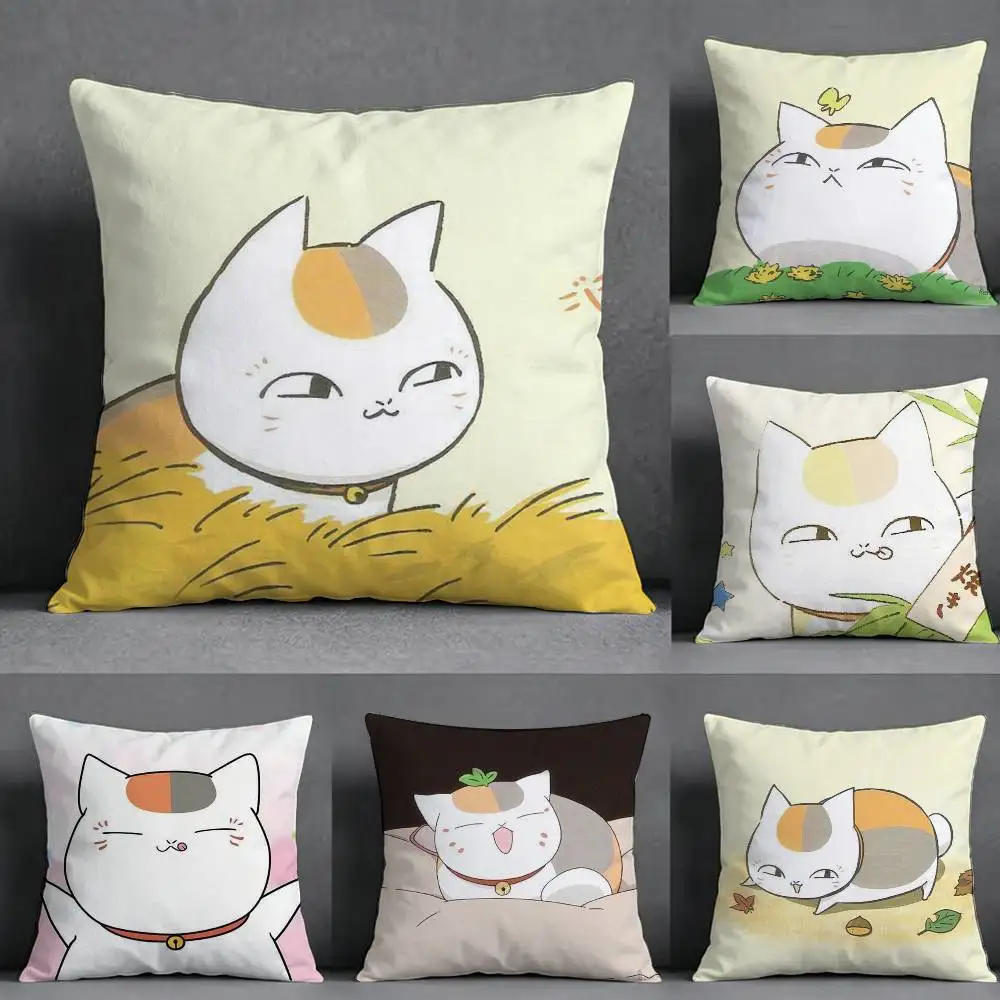 Natsume Y-yuujinchou Nyanko Square Double-Sided printed Pillow Case Bedroom Bedside Pillow Sofa Cushion Cover
