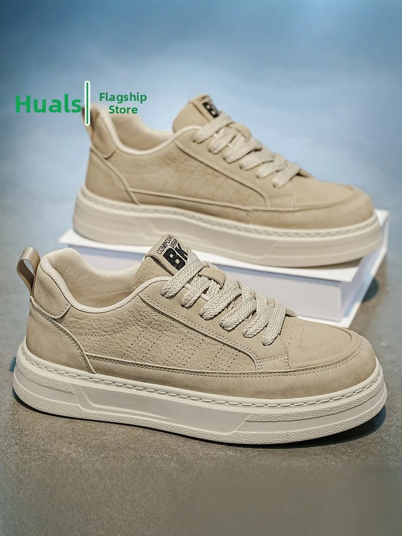 Men's Casual Leather Panel Shoes 2026 New Style Autumn Trend Waterproof Non-Slip Work Sports Fashion Shoes Breathable Mesh Inner