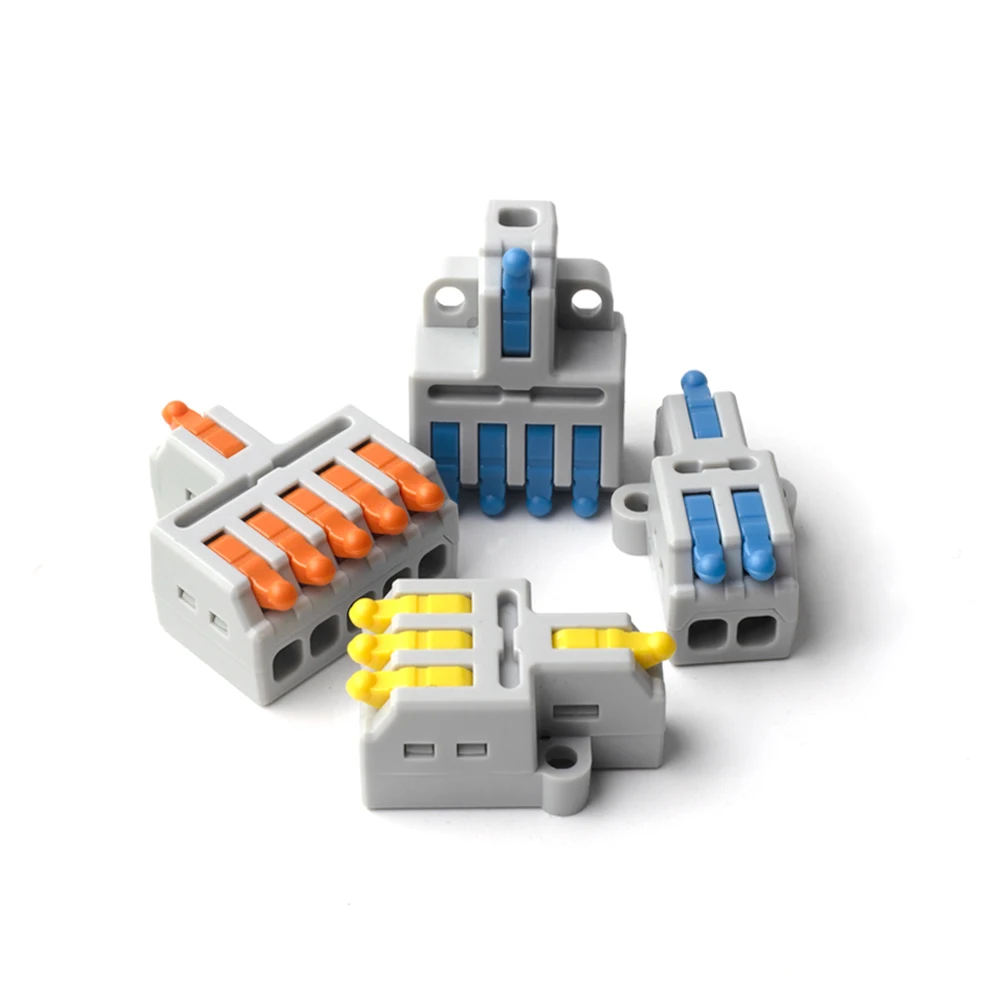 Quick Compact Conductor With Fixing Hole Splitter Splicing Wire Connectors Push-in Cable Clamp Terminal Block 2/3/4/5 Mini Port