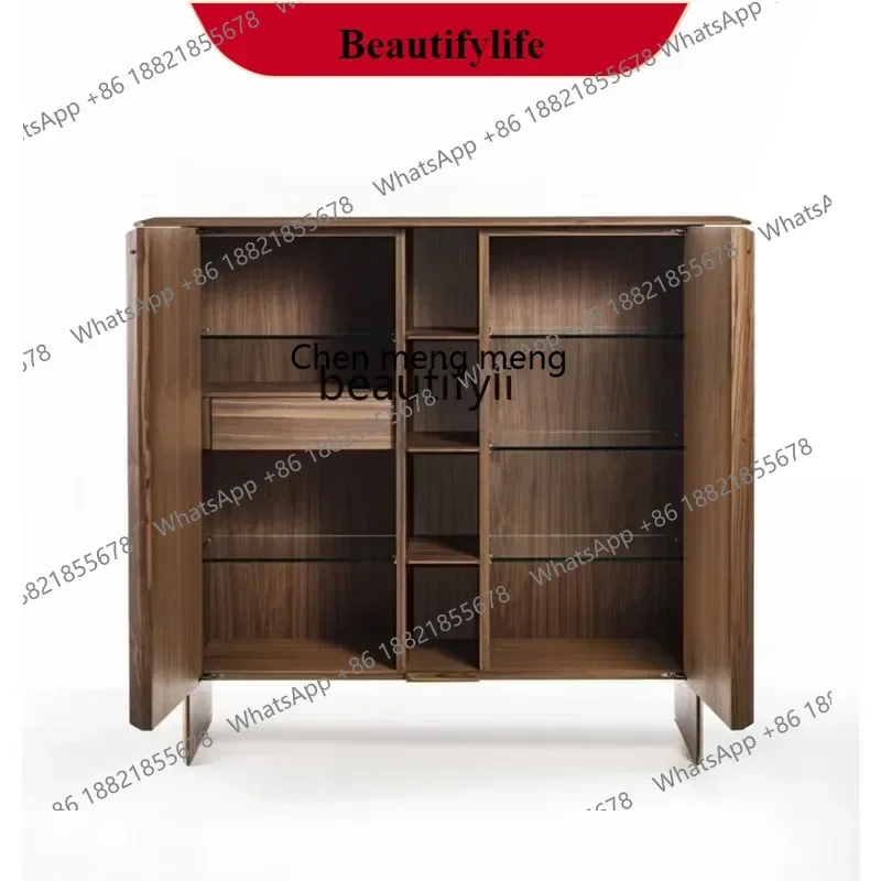 G153  Nordic minimalist solid wood wine cabinet entrance locker Japanese light luxury living room storage cabinet modern simplic