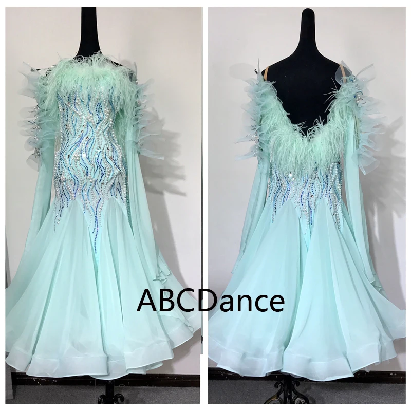 

Modern Waltz Tango Ballroom Dance Dress,Smooth Ballroom Dress,Costume Stand dance cost,Sleeveless Gloves