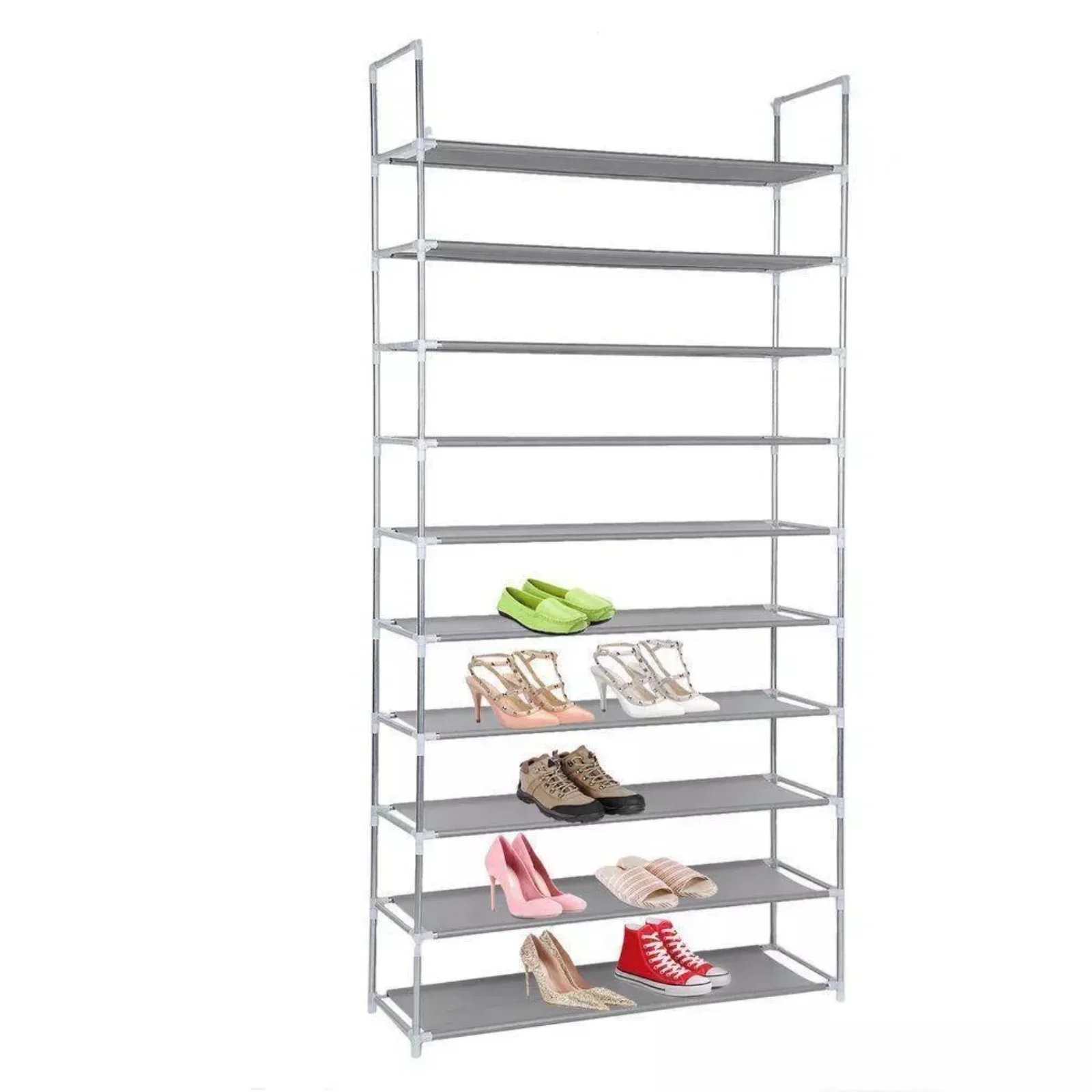 10-Tier 50 Pairs Shoe Rack Storage Organizer Tower Free Standing Space Saving