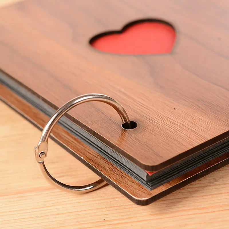 Heart-Shaped Wooden Album: A Creative 6-inch Gift for Memories, Graduation Photos, and Youth Photo Collections