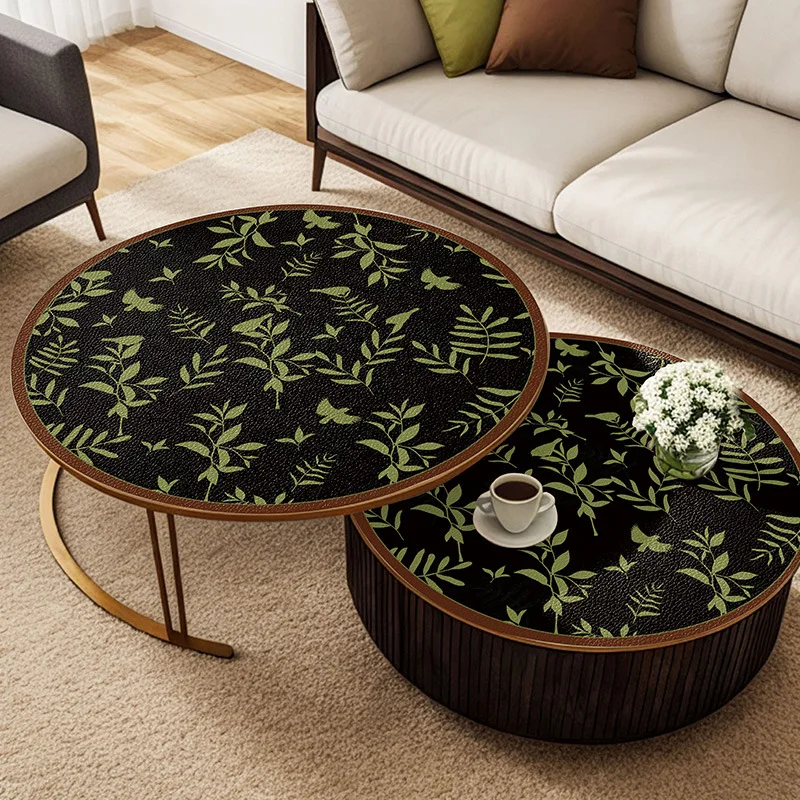 

022+6640-LNew Small Round Table Circular Coffee Table Mat, No Wash, Oil Proof, Waterproof Tablecloth