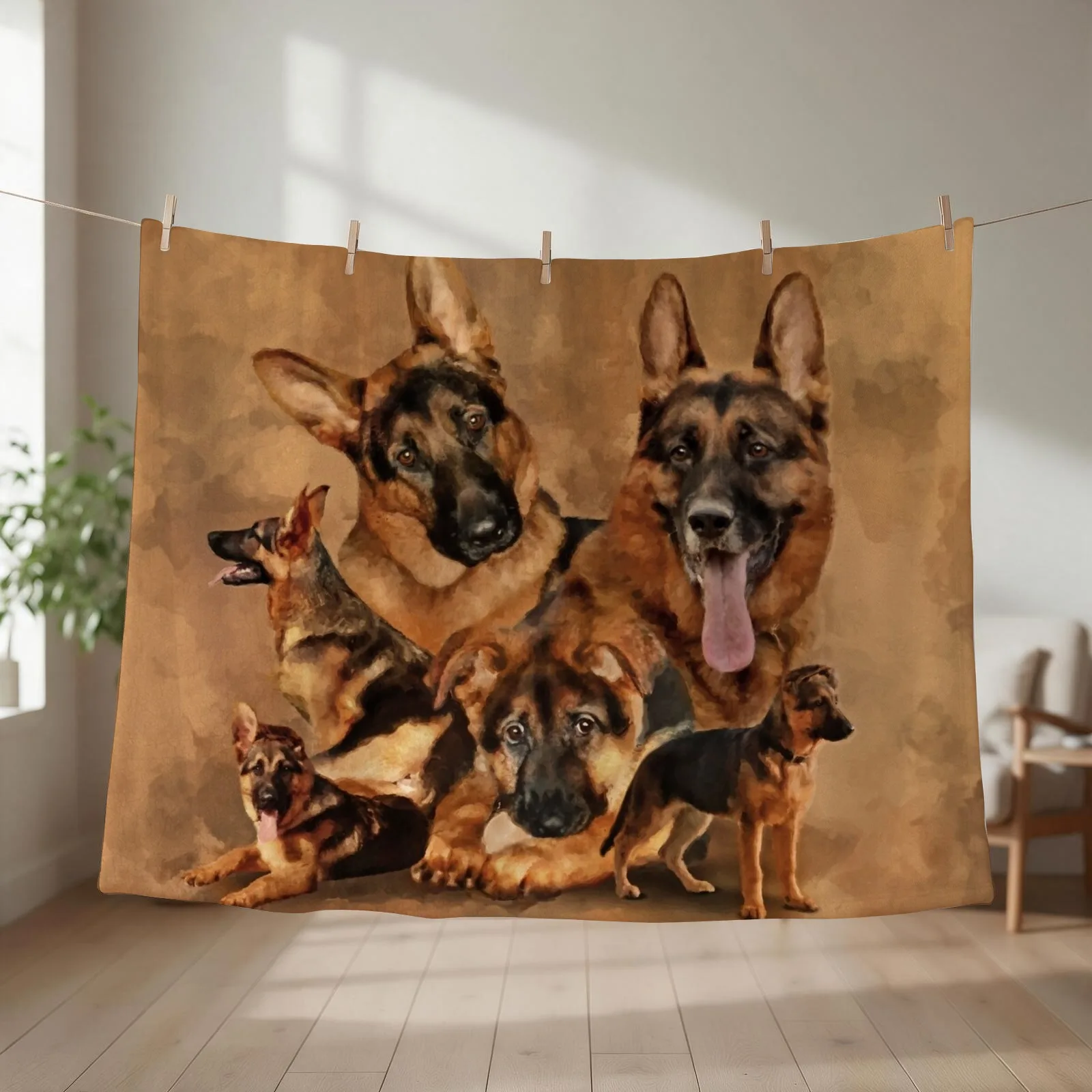 German Shepherd Dog - puppy, young, adult Throw Blanket couch cozy soft plush fuzzy picnic outdoor blanket