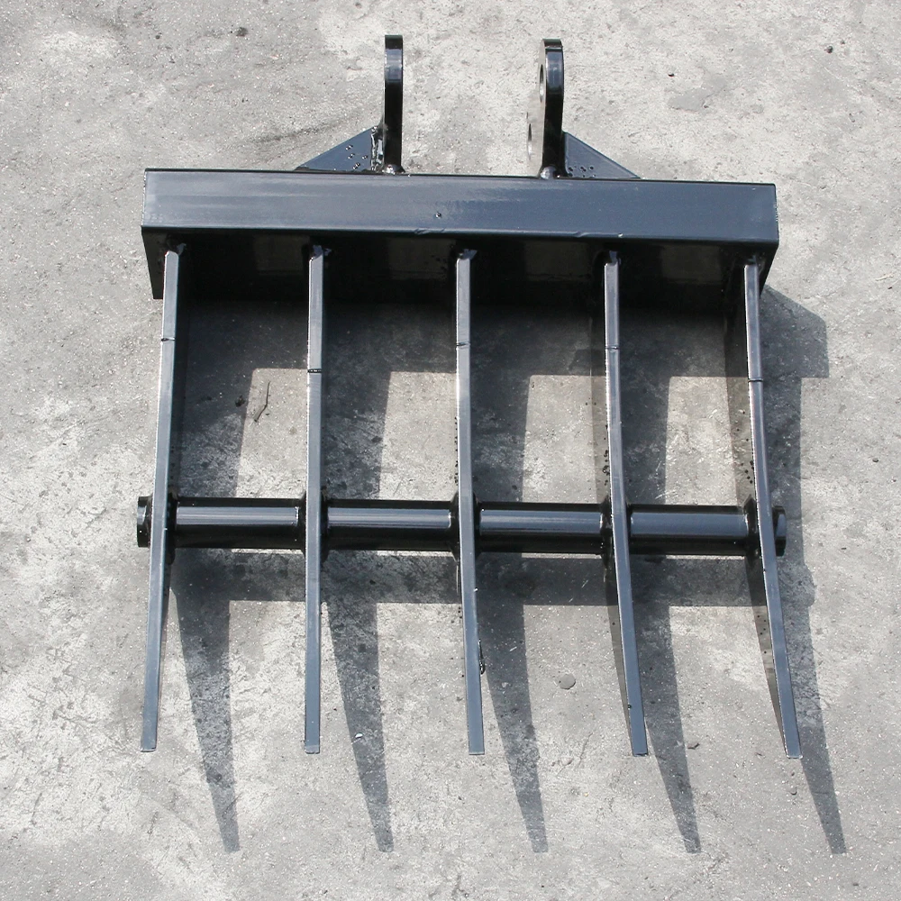 Rake Attachment for Mini Excavator Metal Wide Backhoe Rake for Farm Garden 25mm Hole Diameter Suitable for 1ton Mini Excavators