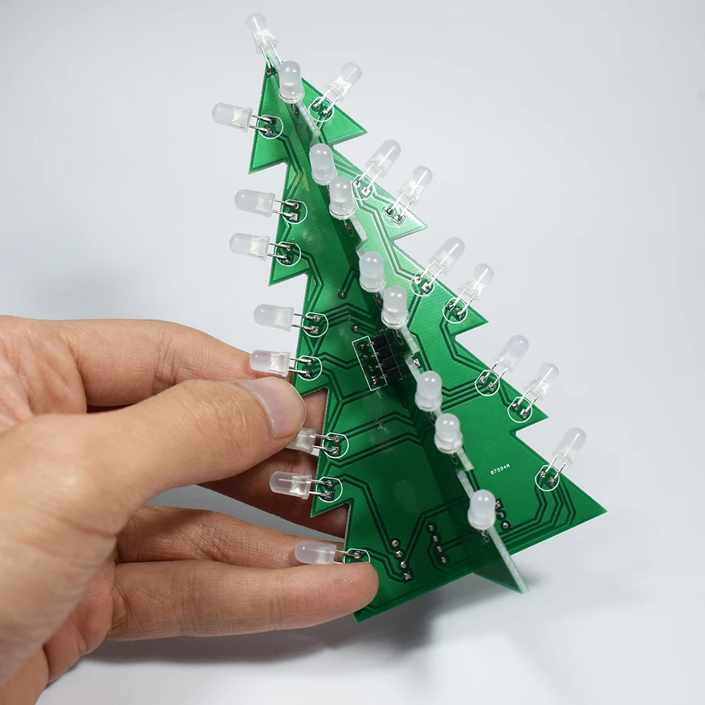 Xmas Tree DIY Kits Yellow LED Flashing Tree DIY Kits Electronics Soldering 3D Christmas Tree for Soldering Practice Learning