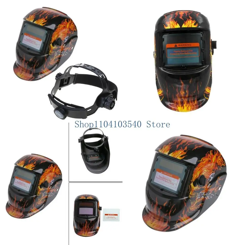 

02DC Welding Helmet Solar Powered Auto Darken Hood with Adjustable Shade 9-13