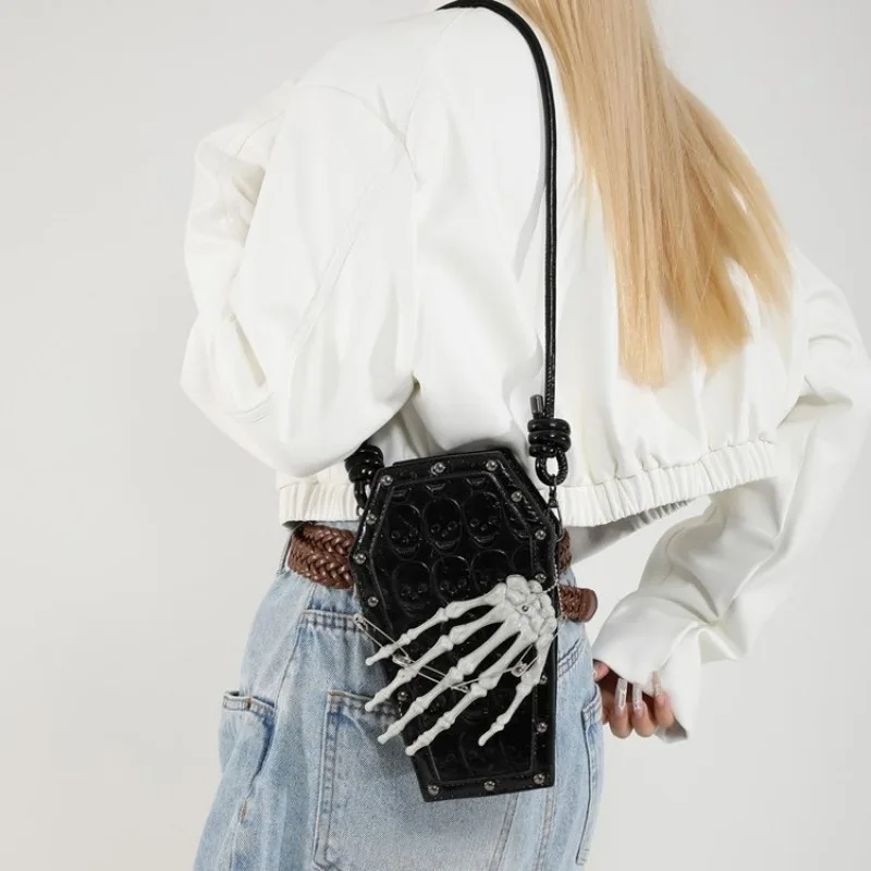 Skeleton Hand Rivet Bolsos Mujer Dark Gothic Stylebag Shoulder Crossbady Bags Niche Motorcycle Sac Femme Zipper Bolsas