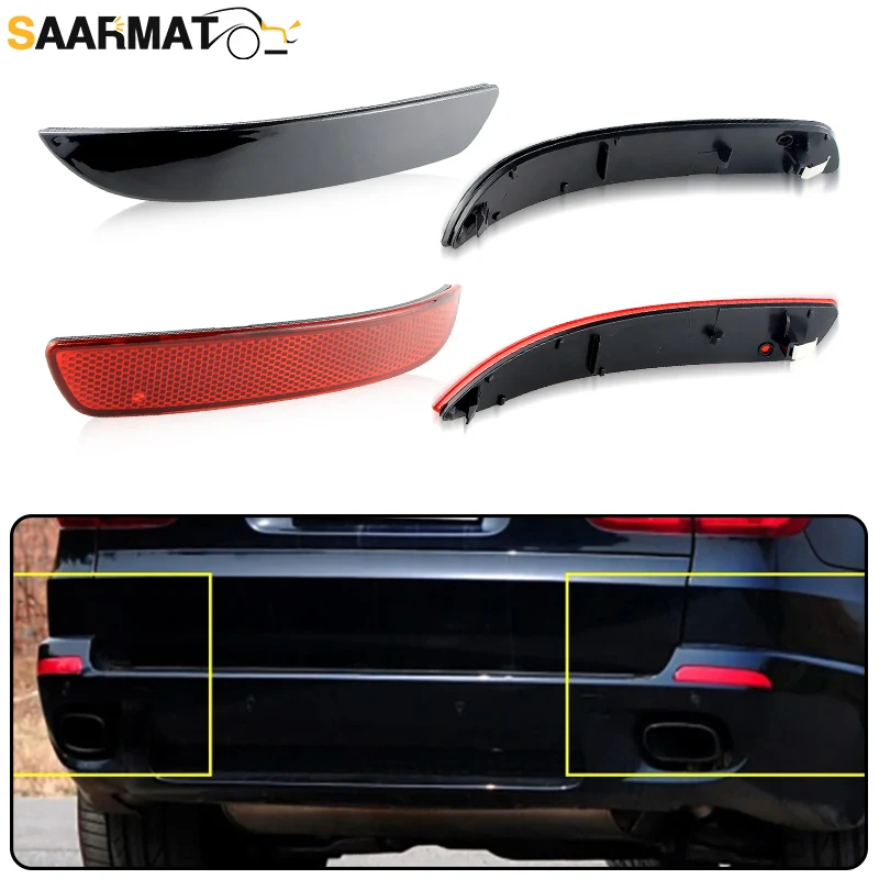 

2 шт. 7625714988463/63147158950 Автомобильный светодиодный отражатель заднего бампера, красный/черный корпус, без лампочек, аксессуары для BMW X5 E70 M 06-13