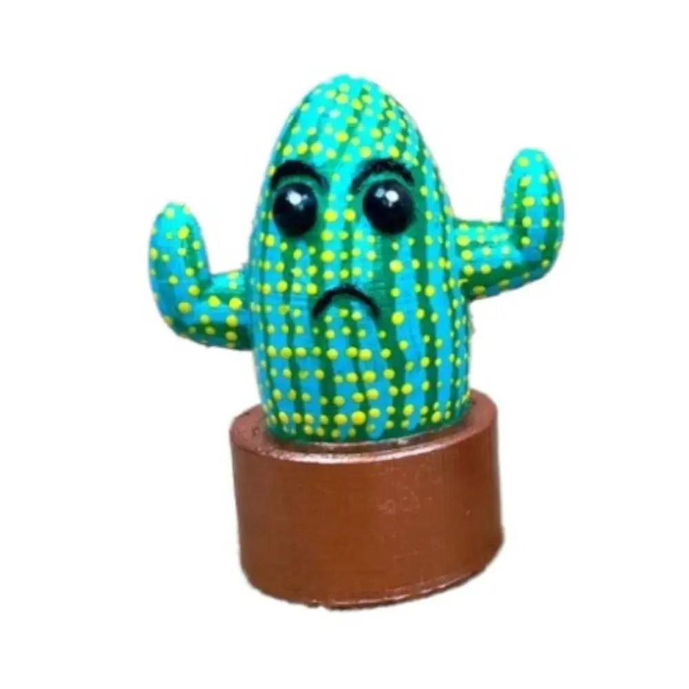 Grievance Face Cactus Pot Figurines Big Eyes Cartoon Cactus Miniatures Colorful Unique Desktop Cactus Ornaments Office