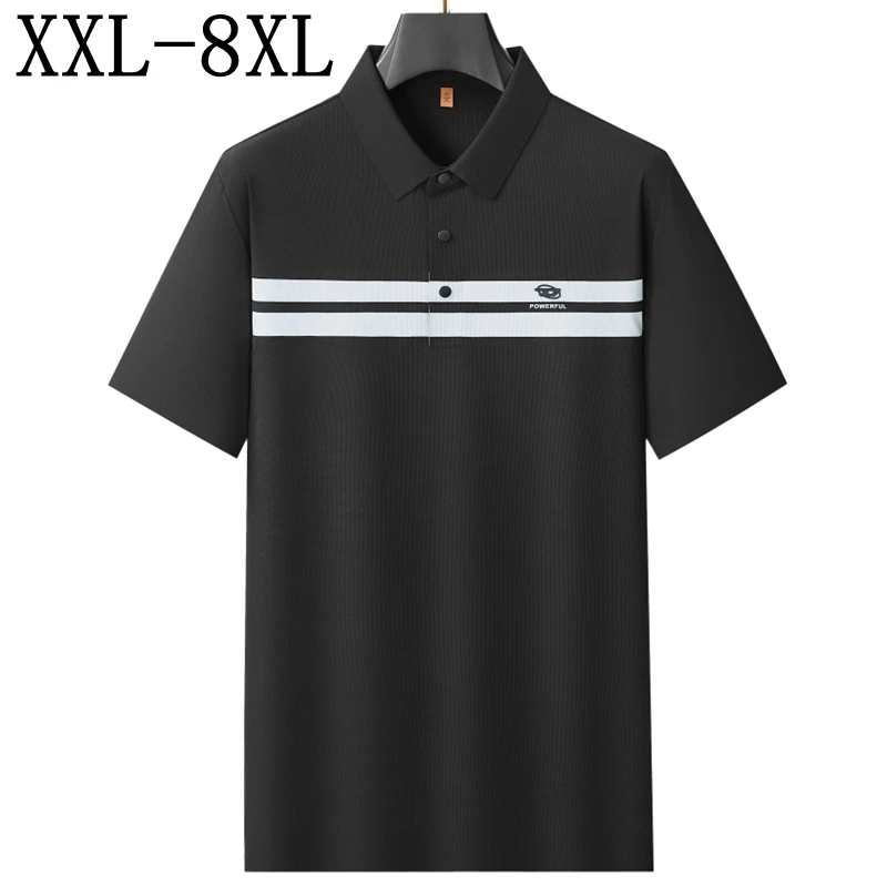 8XL 7XL 6XL 2026 New Summer High End Luxury Breathable Polo Shirt Man Fashion Patchwork Mens Shirts Casual Loose Tshirt Men