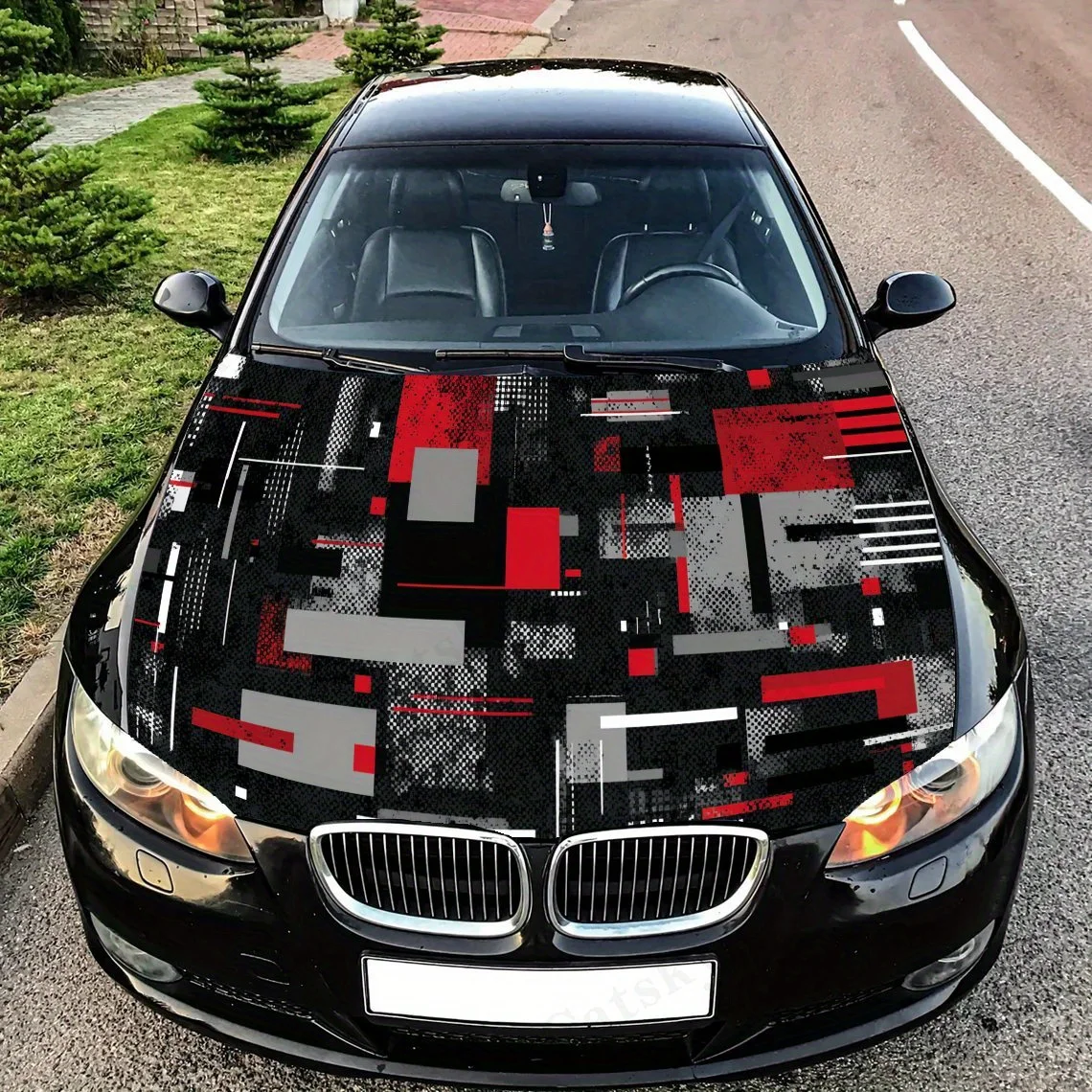 

Abstract Edgy Geometric Car Hood Sticker PVC Self Waterproof stick , Striking Auto Exterior Accessories Decoration Protect Gift