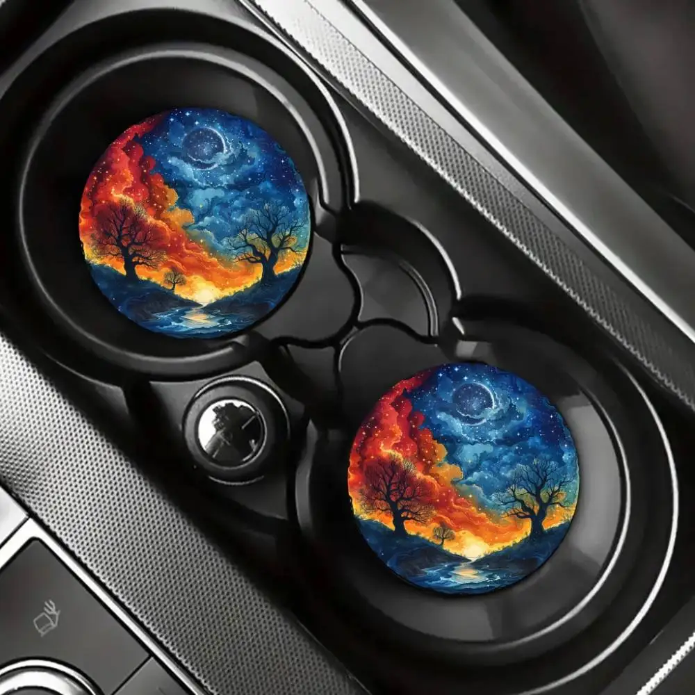 Tree Of Life EVA Car Coasters Stylish Drink Holders Auto Interior Decor & Gift Idea