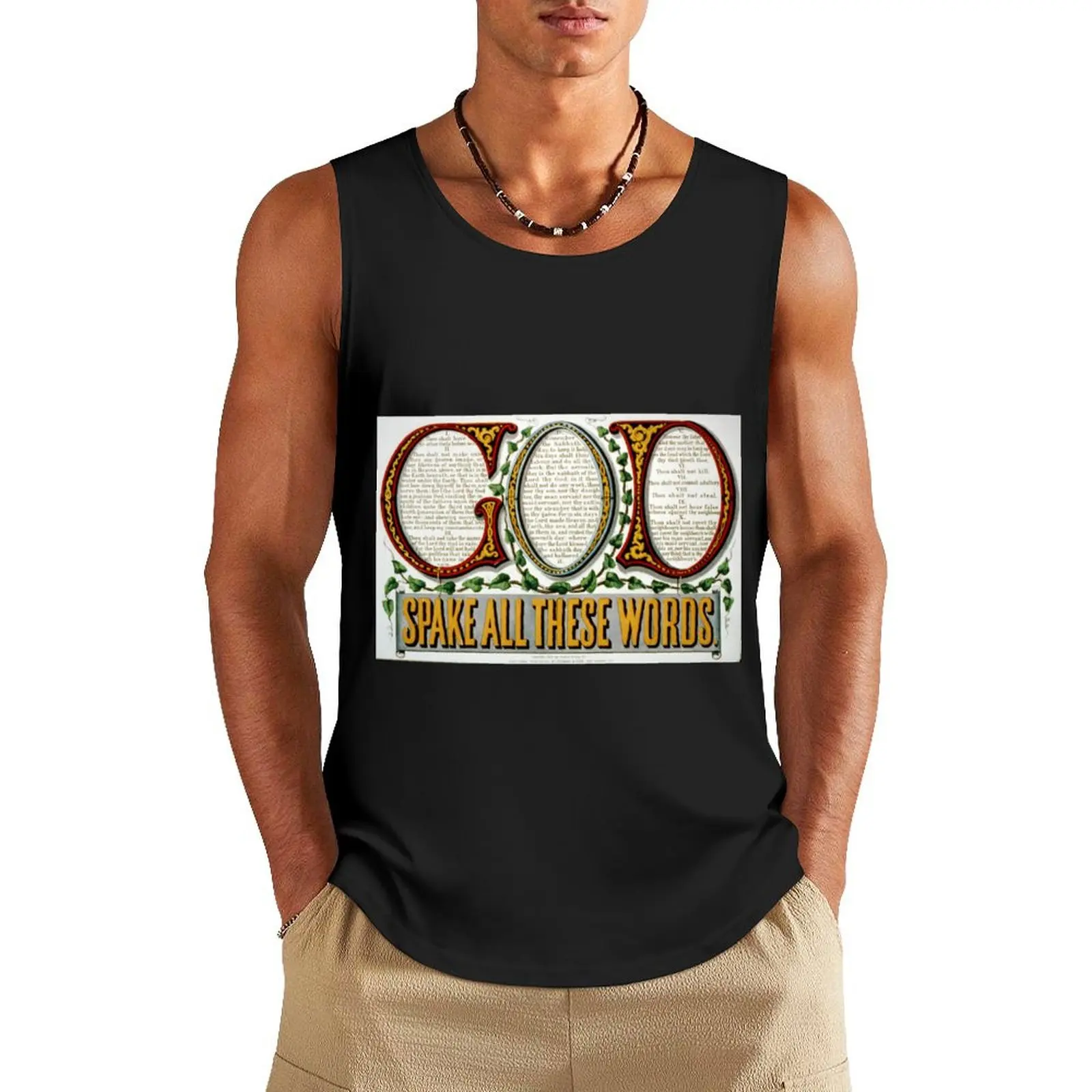 God spake all these words - 1876 Tank Top Men's sleeveless gym shirts Fitness men clothing men clothing Sleeveless T-shirt