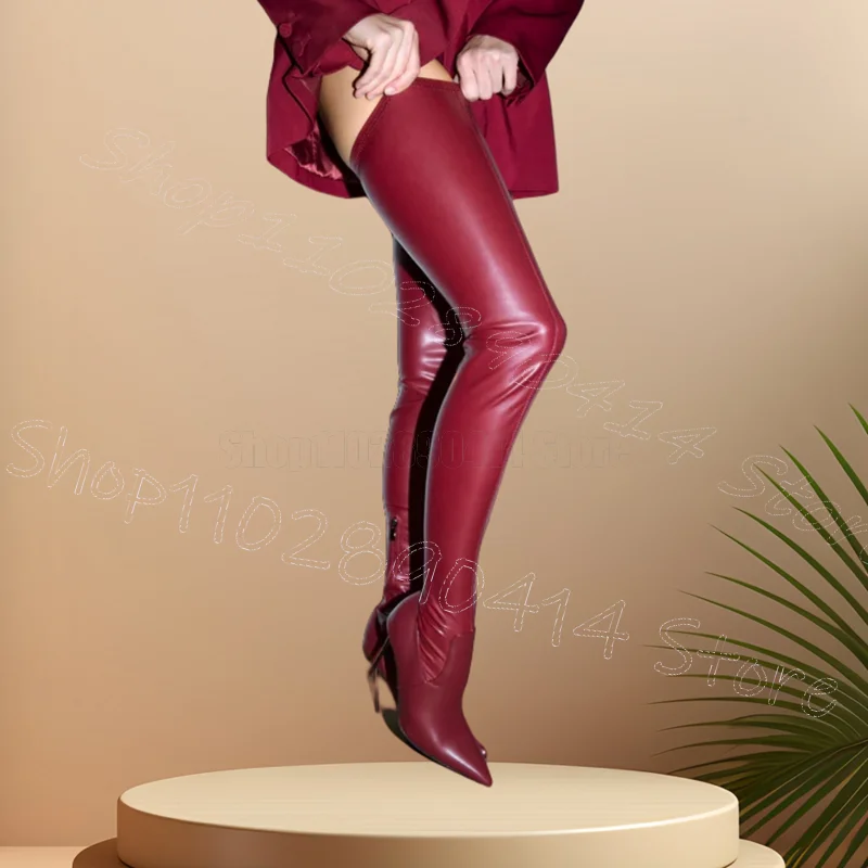

Red Thigh High Slim Pointed Toe Boots Side Zipper Women Shoes Thin High Heels Novel Party Feast Dating 2025 Zapatos Para Mujere