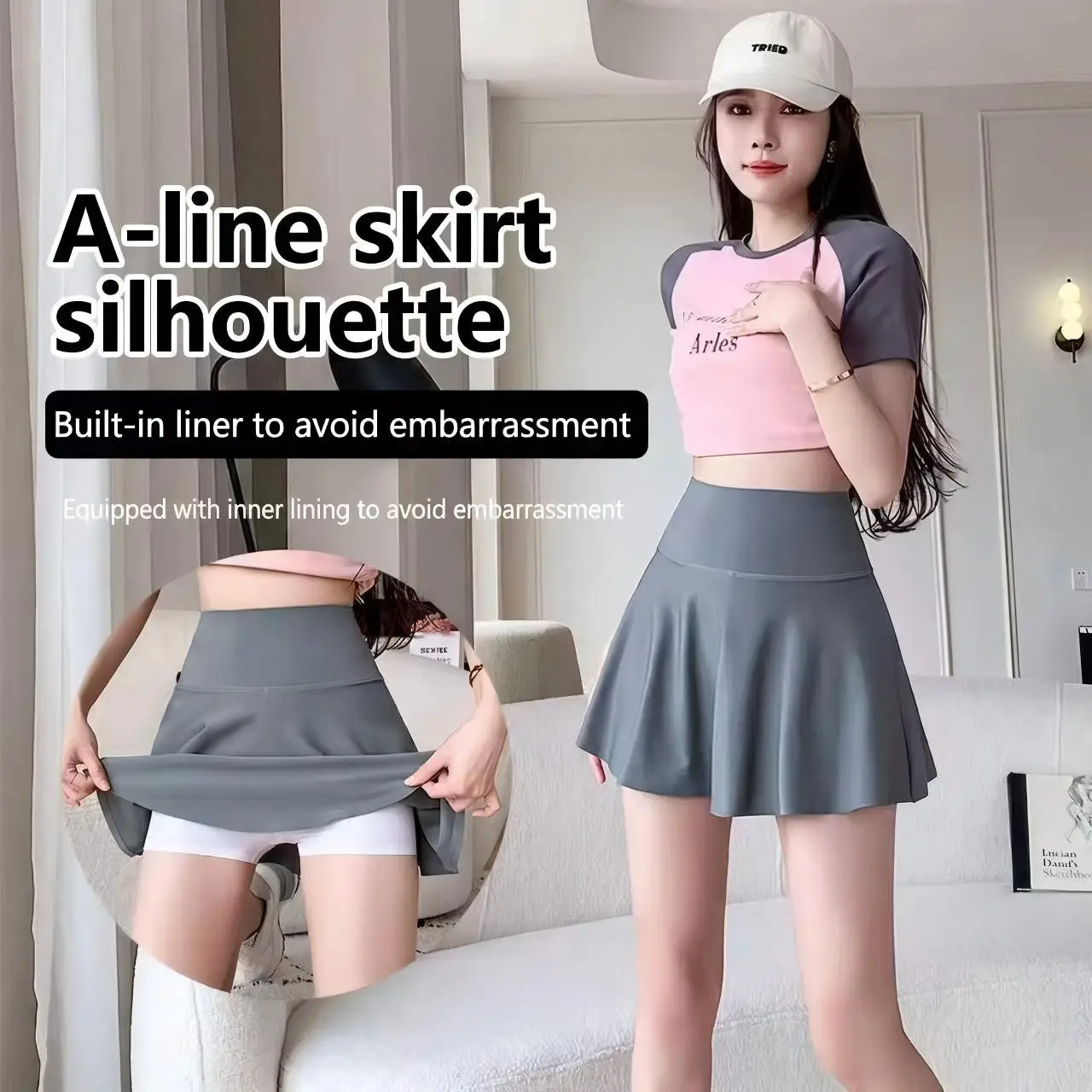 High Waist Pleated Mini Skirt For Women 2026 Summer Shark Skin Bottom Anti Exposure Yoga Running Fitness