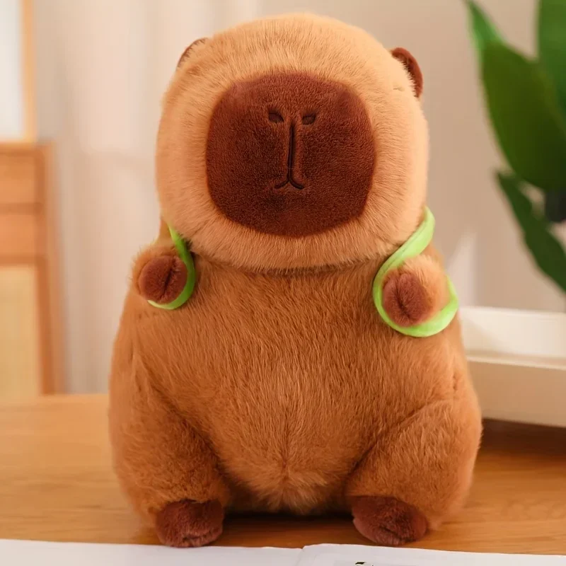 Strawberry Hat Capybara Plush Toy Simulation Turtle Backpack Capibara Stuffed Animals Papa Hand Circle Ring Small size Pendant