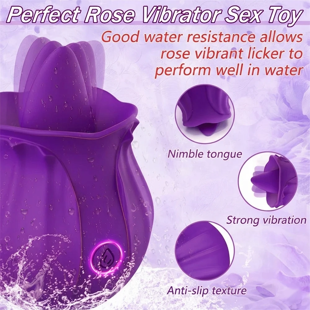 Rose Toy for Women, Silicone Clitoral Suction Vibrator,  Petal Design, Oral Licking Stimulator,  Rechargeable, Discreet Pleasure view 2
