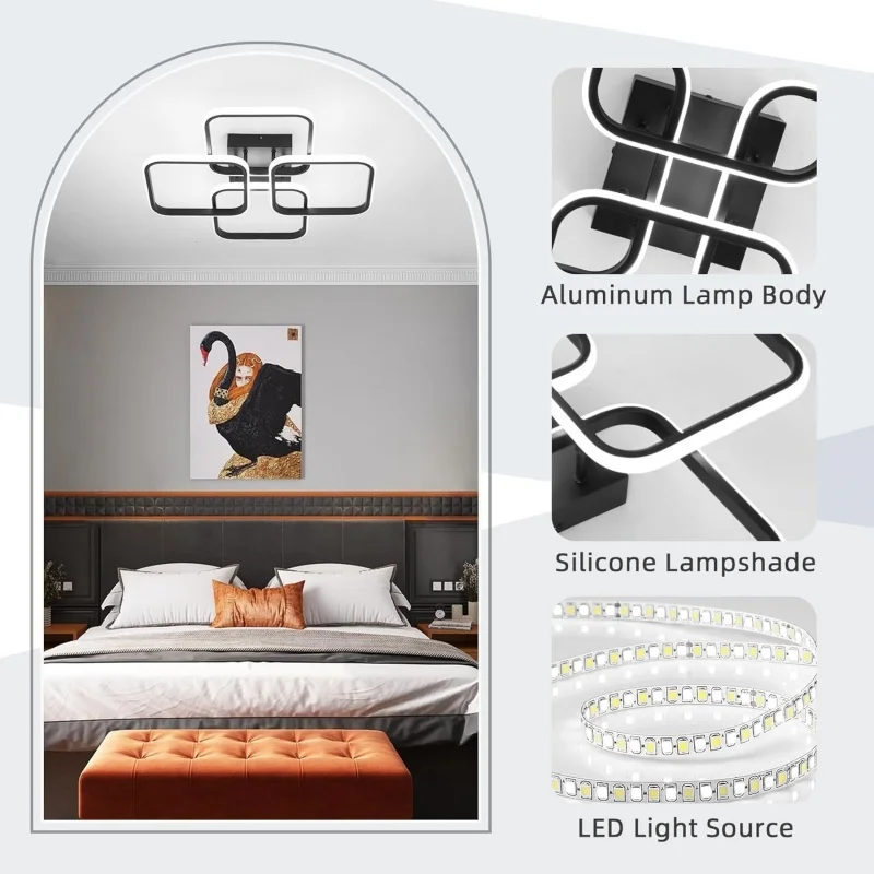 Modern Ceiling Light, 3000-6500K Dimmable Flush Mount Ceiling Lamp LED Chandelier for Living Room Dining Room Bedroom Home Decor