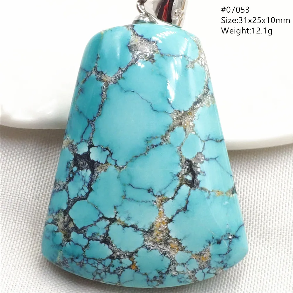 Genuine Natural Blue Turquoise Pendant Necklace Rectangle Rare Women Men Green Turquoise Necklace Oval Shape Jewelry AAAAA