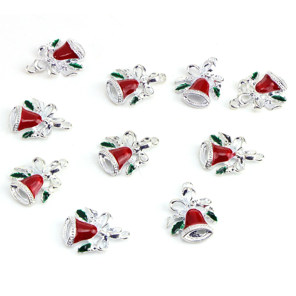 

20Pcs Premium Alloy Bell Pendant Christmas Ornament Bowtie Design Jewelry Hanging Decor Festive Holiday Party Accessory