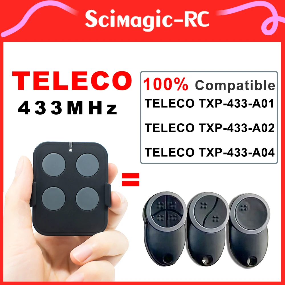 

TELECO 433MHZ Garage Gate Remote Control 100% Compatible TELECO TXP-433-A01 TXP-433-A02 TXP-433-A04 433.92mhz Rolling Code