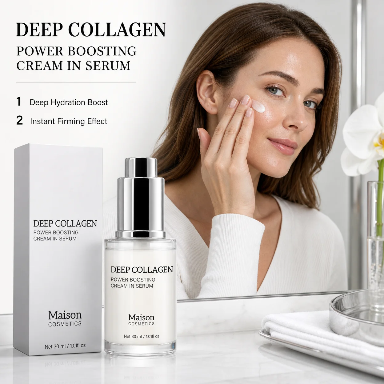 Deep Collagen Serum, Women Serum for Smoothing Fine Lines, Moisture & Firming Skin Care, Korean Skincare Serum, 30ml