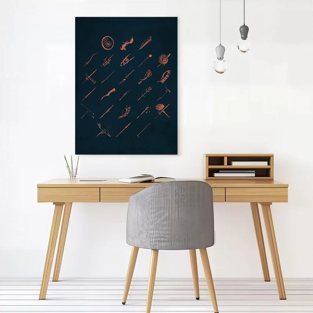Bloodborne Hunter's Arsenal Printed Canvas Wall Art Customizable Paintings Poster Perfect Gift for Decor Living Room Wand Deko