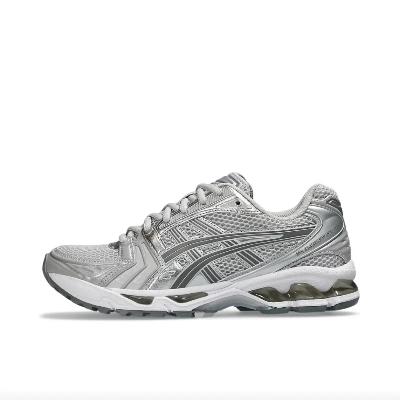 Asics Gel-Kayano 14 Men and Women Round Toe Lace-Up Anti-Slip Wearable \sport Running Shoes Unisex Silver Powder