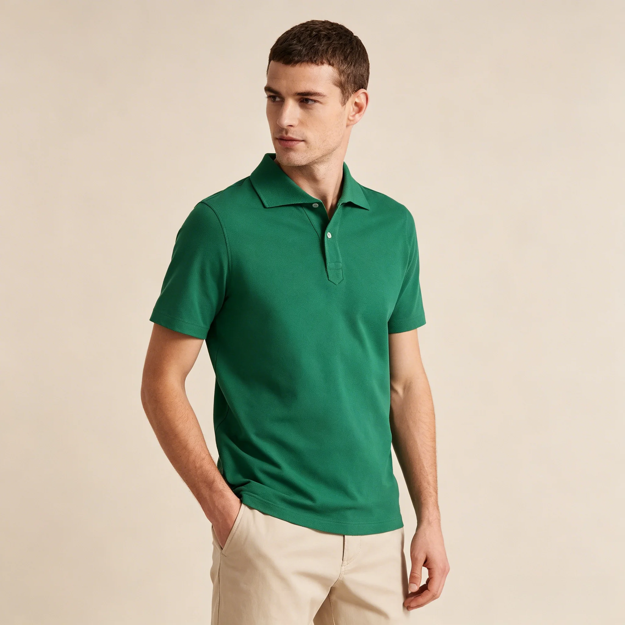 100% Pure Cotton Men's Short Sleeve Polo Summer Cozy Skin-friendly Plain Top Casual Men's Clothing