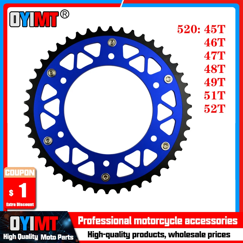 

45T 46T 47T 48T 49T 51T 52T Motorcycle Rear Sprocket Chain Wheel For XCF-W EGS SX-F XC-F LC4-SXC RXC SMR RXCE ENDURO