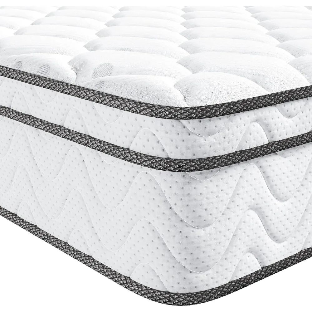 King Size Mattress, 14 Inch Hybrid King Mattress in a Box, Gel Memory Foam and Pocket Coils Innerpring Mattresses