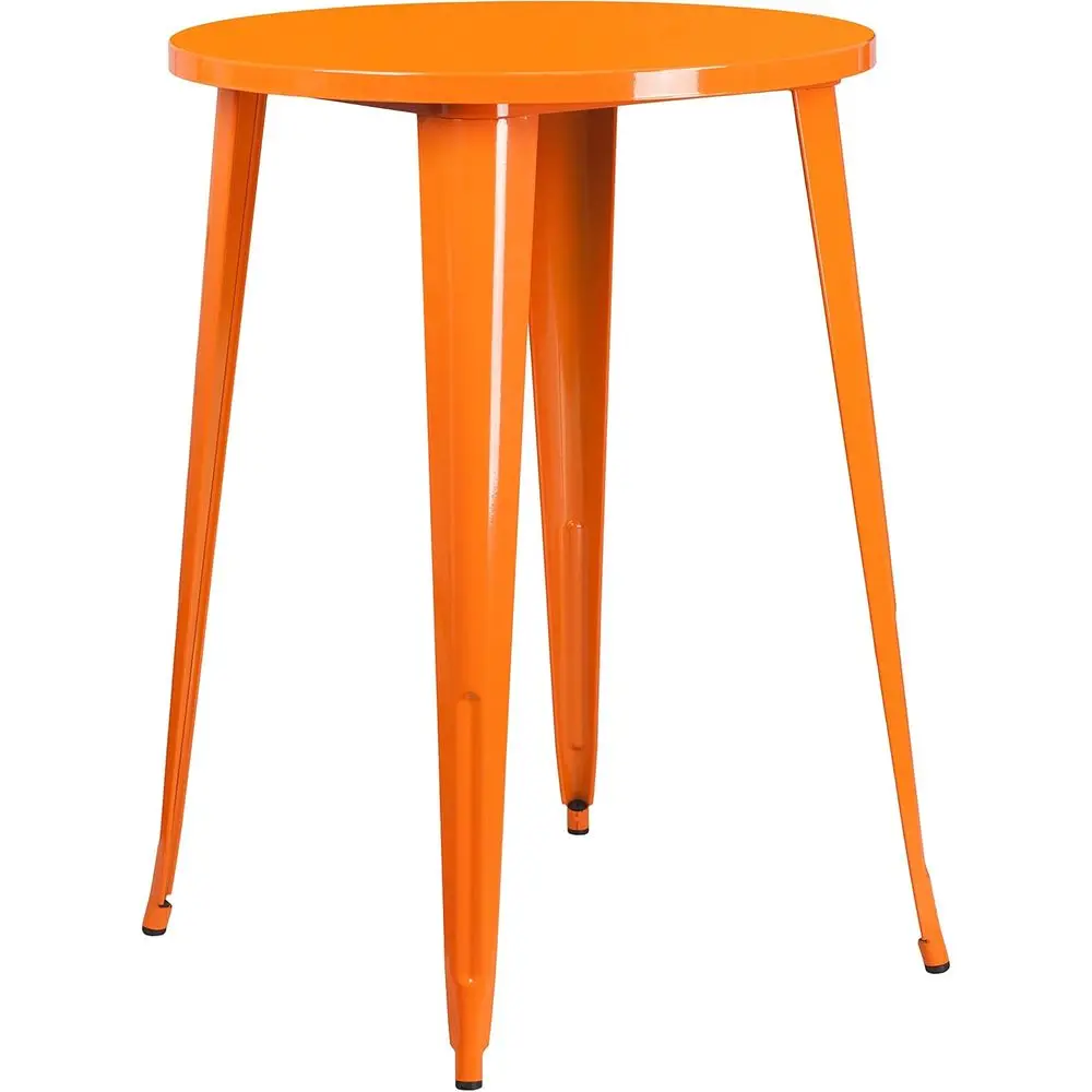 

30 Round Orange Metal Bar Height Table for Indoor and Outdoor Use