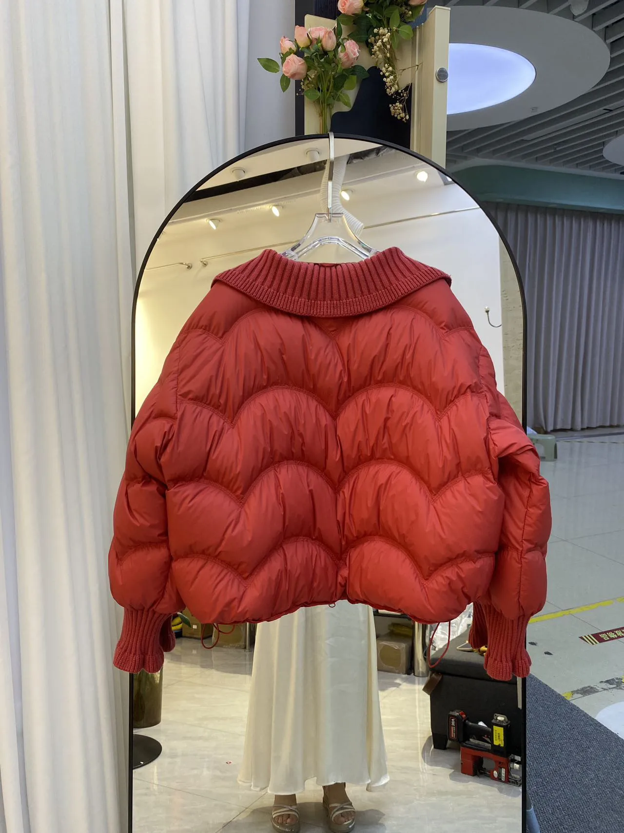 Winter Puff Knitted Splicing Down Jacket Women White Duck Down Big Lapel Outwears Female Fluffy Warm Thick Parker Bread Jacket