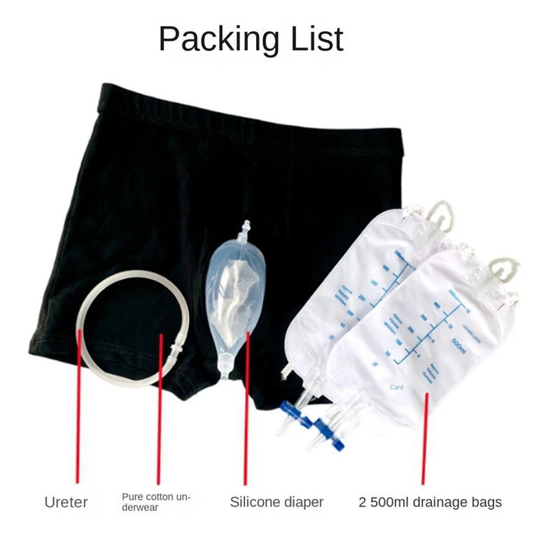 Men\'s Washable Incontinence Underwear Panties Urinary Incontinence Wearing Underwear Leg Tied Urine Bag (Large)